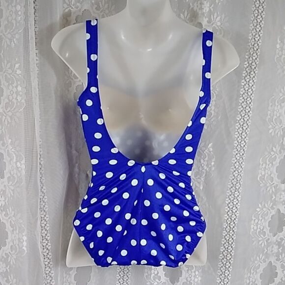 VINTAGE LE GOVE TM POLKA BLUE WHITE MACE IN U.S.A WOMEN SWEMWEAR SIZE 4 - Picture 3 of 11